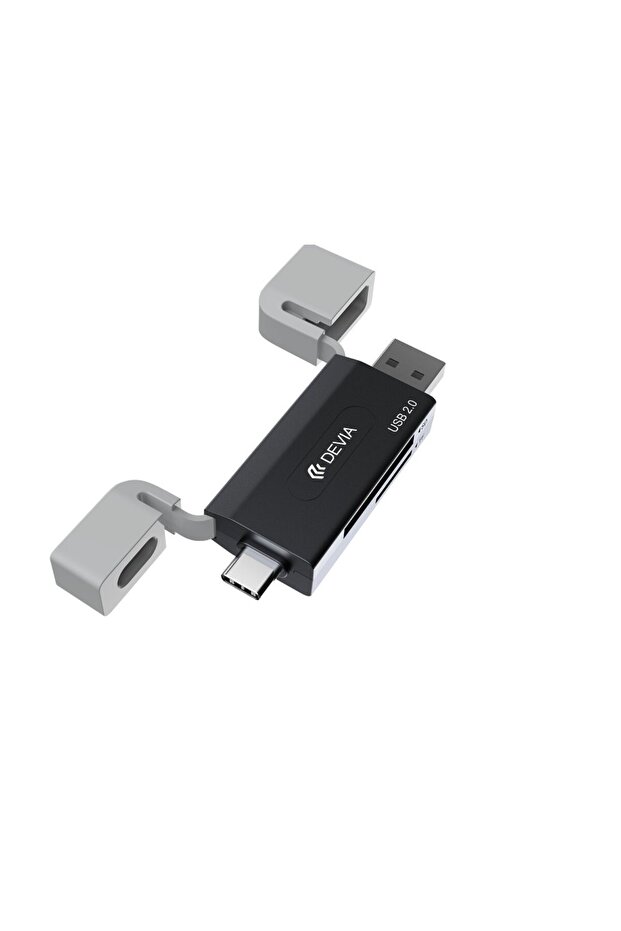 USB 2.0 microSD and SD memory card reader with USB-C and USB connection - 1