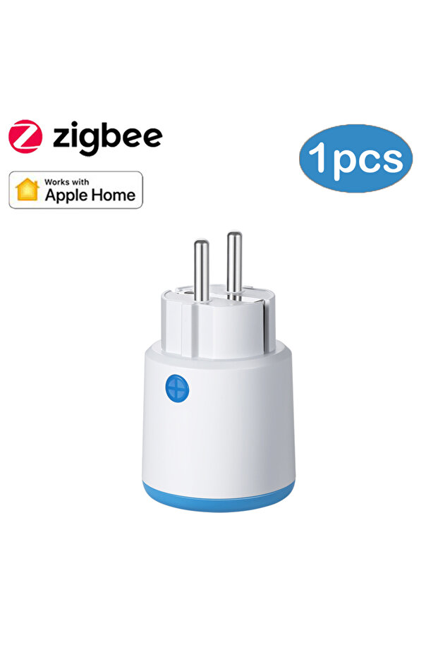 قابس طاقة ذكي أزرق اللون من نوع HomeKit، يدعم تقنية Zigbee، بقوة 16 أمبير، مناسب لمقبس الطاقة الأوروبي، بقدرة 3680 واط، مزود بجهاز تحكم عن بعد، متوافق مع معيار Z.