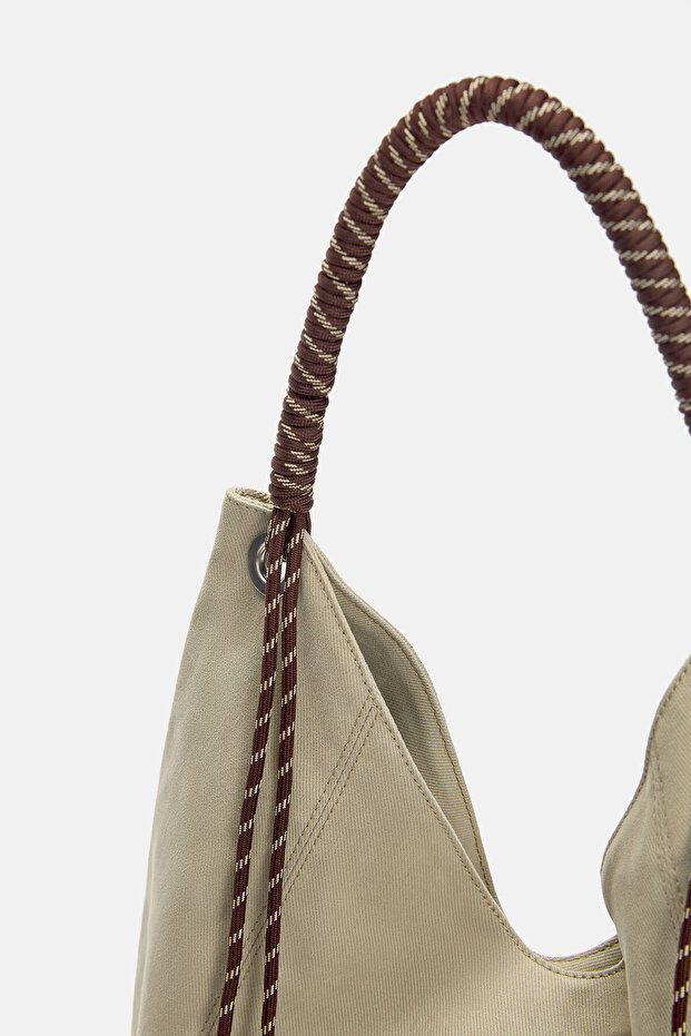 Halatlı kanvas shopper çanta - 4