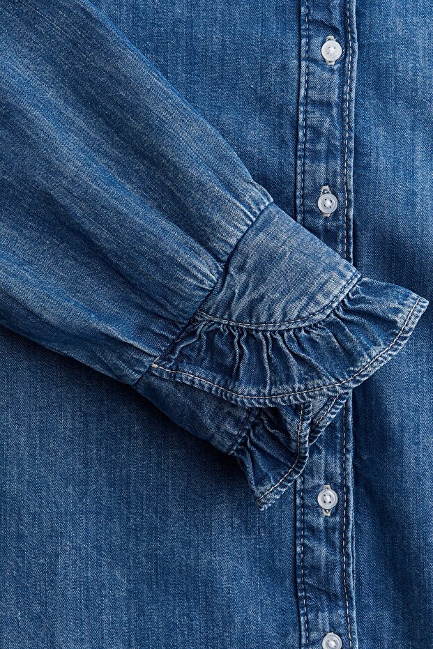 Fırfırlı Kot Bluz - 6