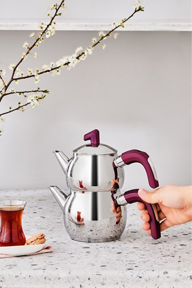 طقم إبريق شاي صغير بلوم - فيولا بقاعدة حثية - 2