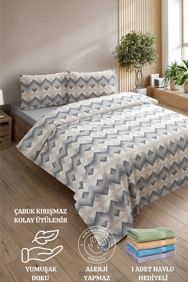 Lovely Desenli Tek Kişilik Nevresim Takımı - Lastikli Çarşaflı Tek Kişilik Nevresim Seti - 1