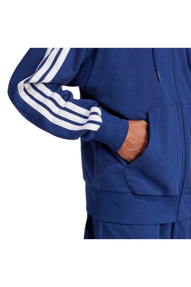 Essentials 3-Stripes French Terry Full-Zip Kapüşonlu Üst - 8