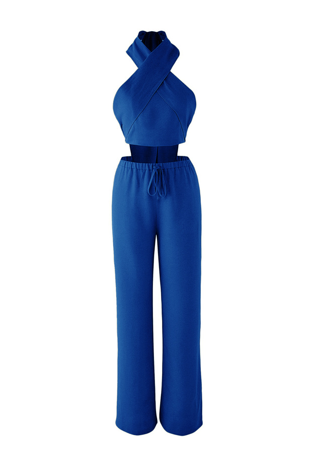 Indigo Keten İçerikli Dokuma Bluz Pantolon Alt-Üst Takım TWOSS25AU00108 - 5
