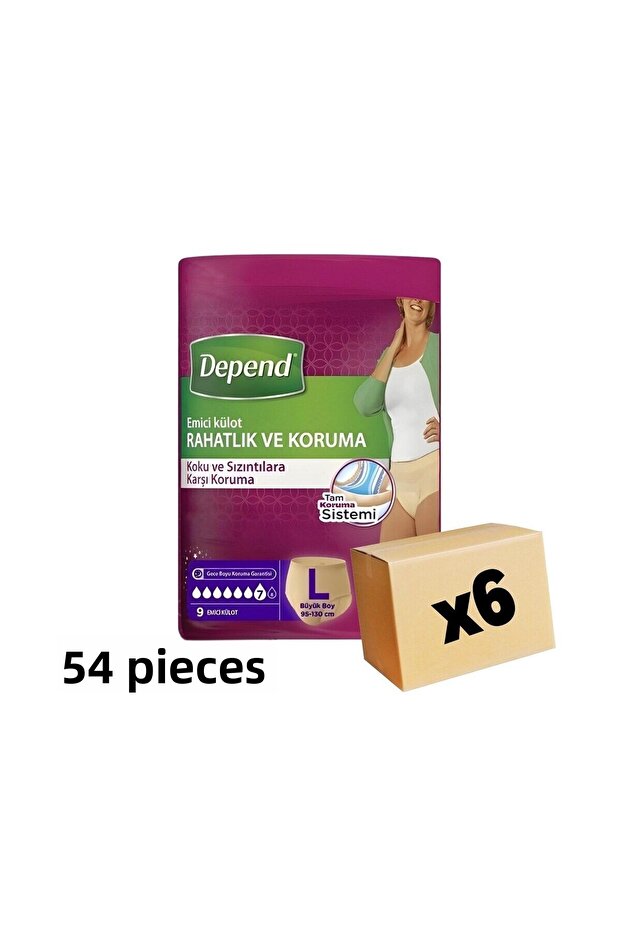 Women's Absorbent Panties Large Size 42-50 Size 9 X 6 Total 54 Pieces