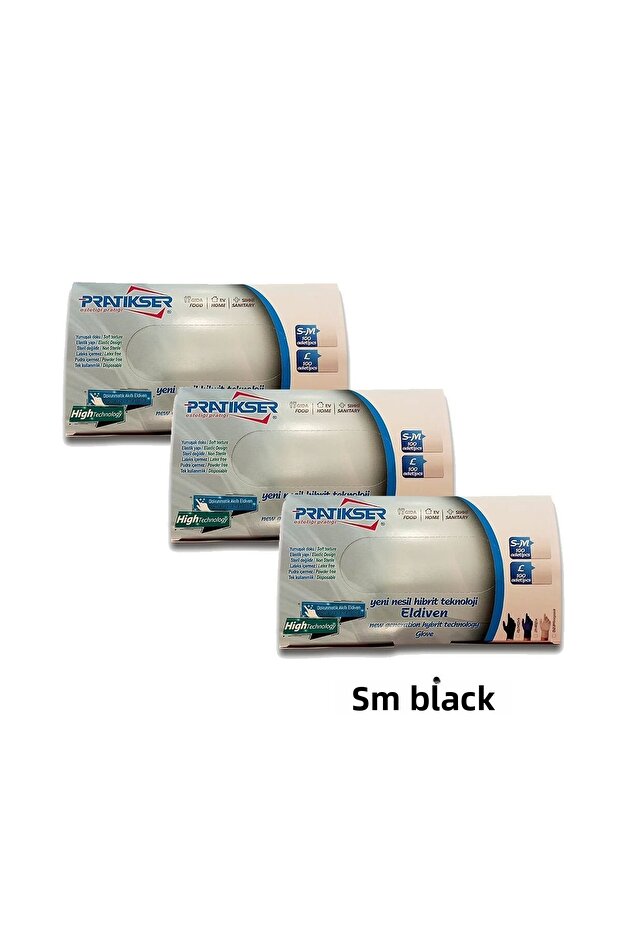 Disposable Gloves - 100Pcs/Box - Small/Medium - Black - 3 Boxes