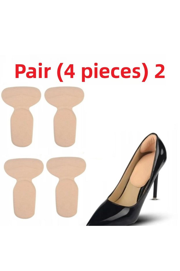 2 Pairs (4 Pcs) Cream Colored, Adhesive, Shoe Sole-Heel Support, Soft Anti-Heel Bump Half-Length Pads