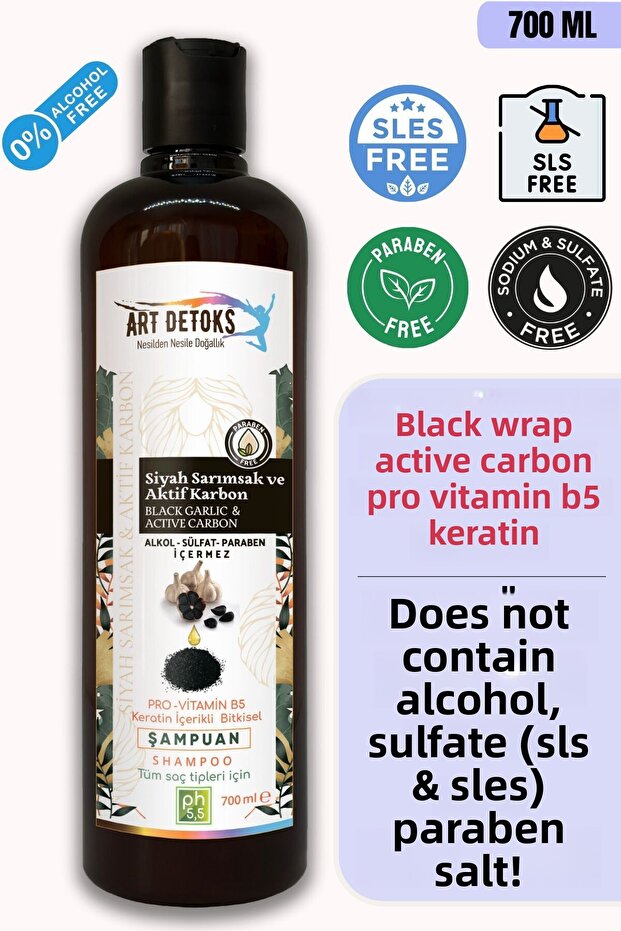 Activated Carbon Black Garlic Natural Shampoo (700 ml) (Alcohol, Sulfate, Paraben, Salt Free!)