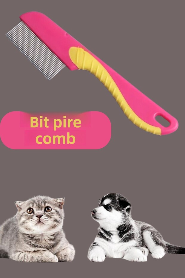 Pet Lice Comb Cat Lice Flea Comb with Handle Close-Toothed Grooming Comb - 1