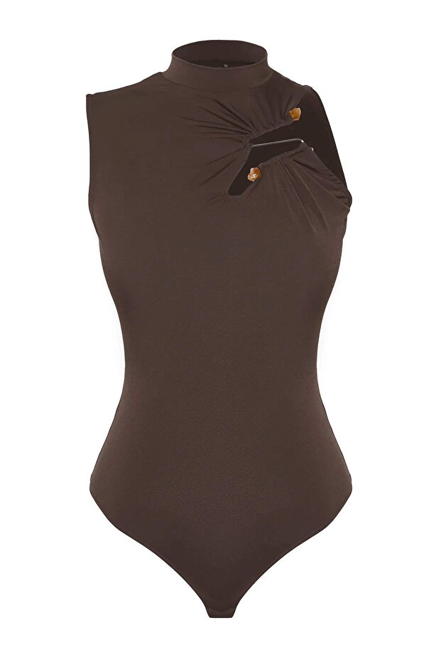 Kahverengi Örme Aksesuarlı Body TPRSS25BD00009 - 1