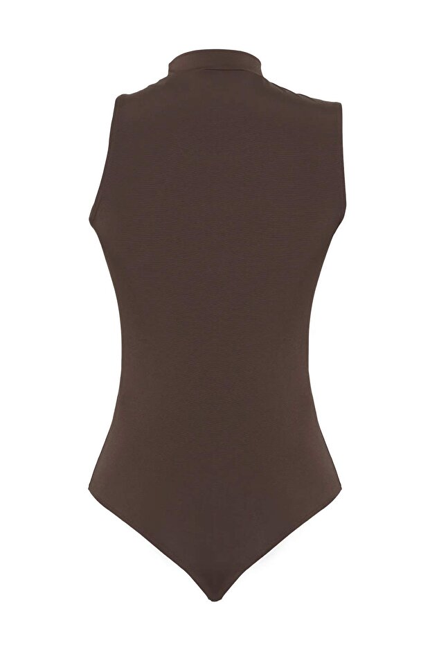 Kahverengi Örme Aksesuarlı Body TPRSS25BD00009 - 8
