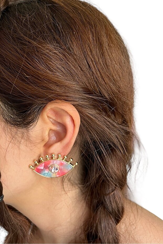 أقراط تصميم العين المرصعة - 2