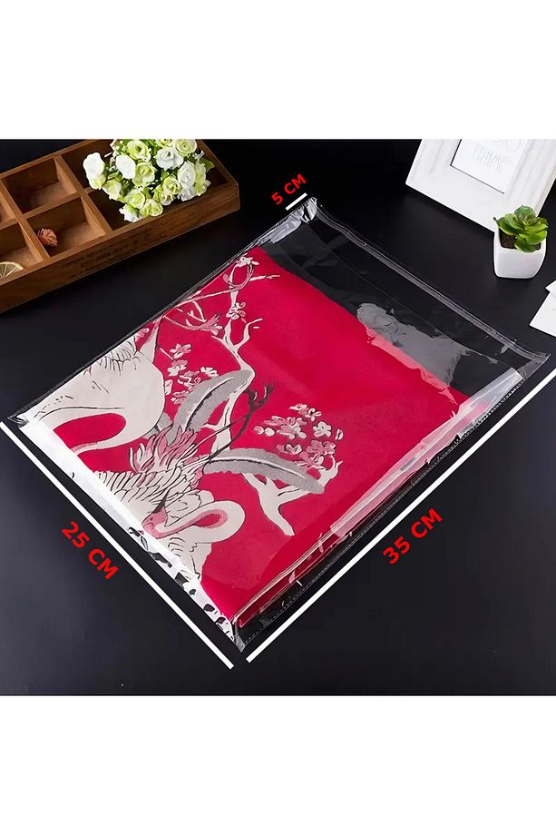 25x35 Cm Bantlı Yapışkanlı Şeffaf Opp Jelatin Poşet 50 Adet ( 25x30 5 Cm Kapak) - 1