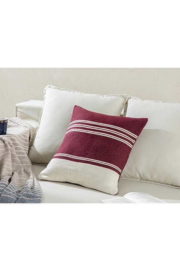 Moneta Woven Throw Pillow Cover 45x45 Cm Claret Red
