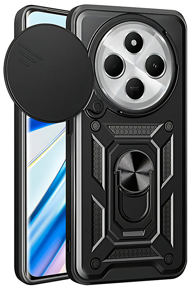 Redmi 14C Case Camera Protected Sliding Ring Armor Military Tank Protective Cover