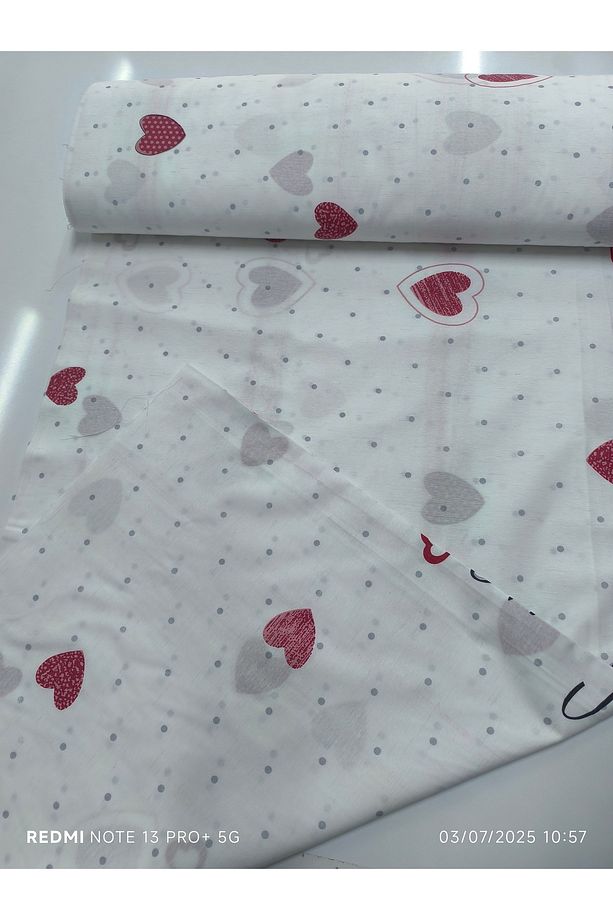 Pamuklu ranforce kumaş kalpli desen tek kişilik nevresim tam takım - 3