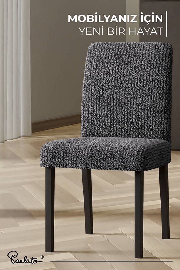 Sandalye Kılıfı Sandalye Örtüsü Mutfak Sandalye Koruma Kılıfı Seti (2 adet) - Antrasit - 8