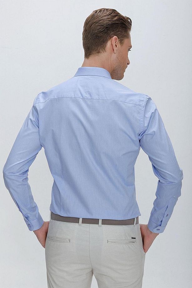 GK 675 Slim Fit Mavi Klasik Gömlek - 6