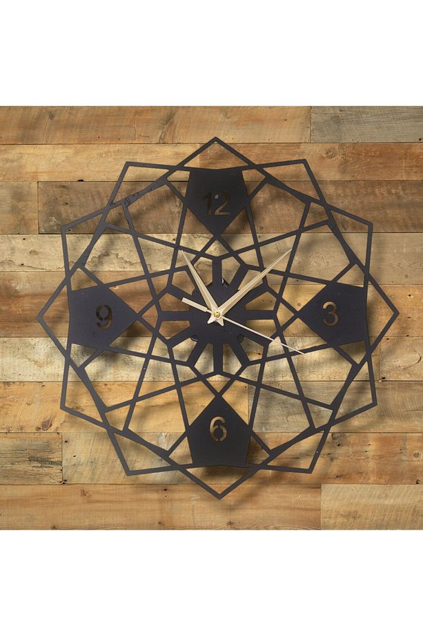 Duvar Saati Dekoratif Duvar Saati Lazer Kesim Duvar Saati Çelik Duvar Geometrik Desenli Sonsuz Duvar - 7