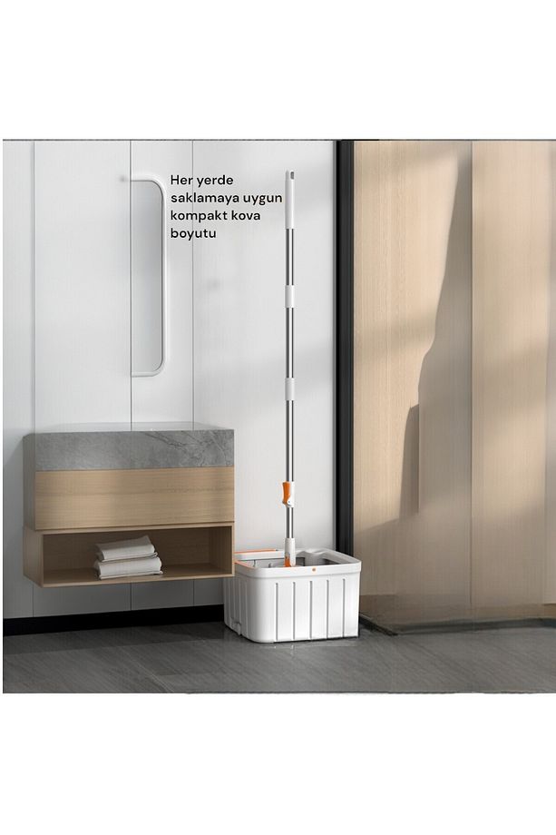 Otomatik Mop Temizlik Seti Temiz&kirli Su Ayrımı Mikrofiber Kare Başlık 2 Adet Bez - 8