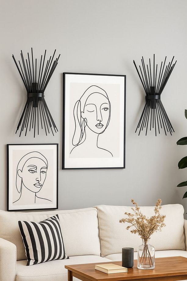 Kirpi Modern Metal Yatak Odası Salon Çocuk Odası Siyah Takım 2 Li Siyah Duvar Aplik ( 2 Adet ) - 1