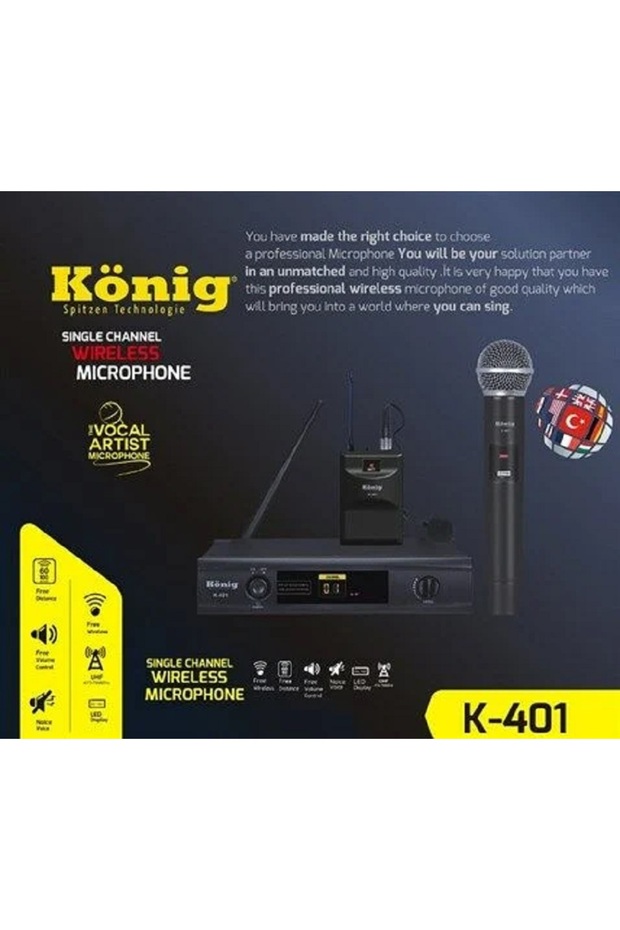 K-401 Wireless Yaka Telsiz Mikrofon | Kablosuz Yaka Mikrofonu | Profesyonel Ses Sistemi - 3