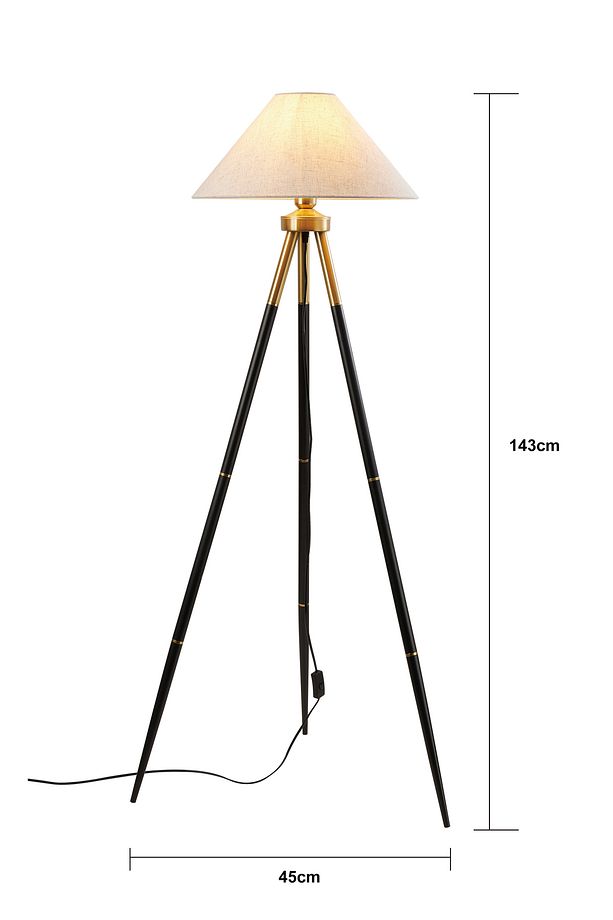Cosby Siyah-Eskitme Kaplamalı Tripod Metal 3 Ayaklı Lambader - 6