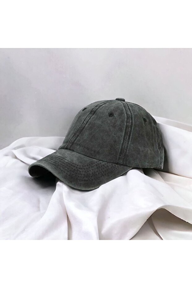 قبعة أساسية كلاسيكية مغسولة للجنسين أنثراسايت - 5