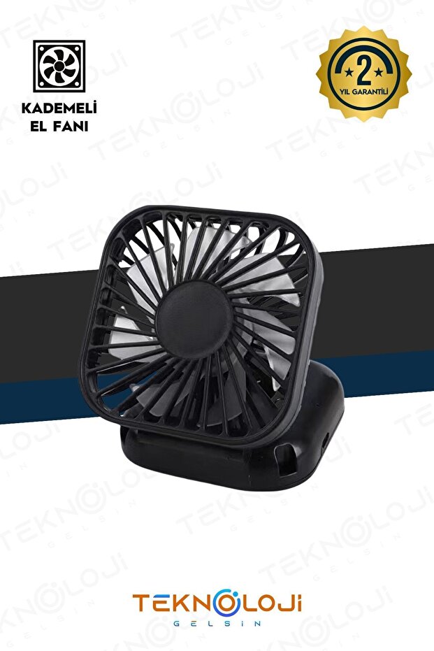 El Fanı Mini Masaüstü Ve Boyun Askılı Fan Portatif Şarjlı 3 Kademeli Vantilatör Soğutucu - 1
