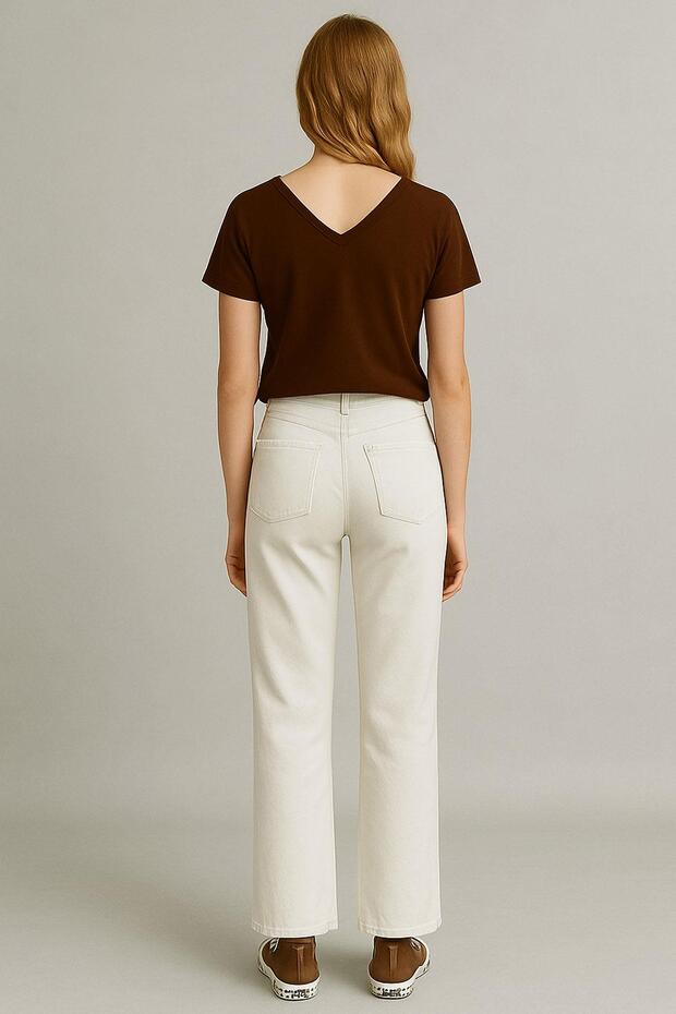 2 Adet Ön ve Arka V Yaka Basic Tişört - 4