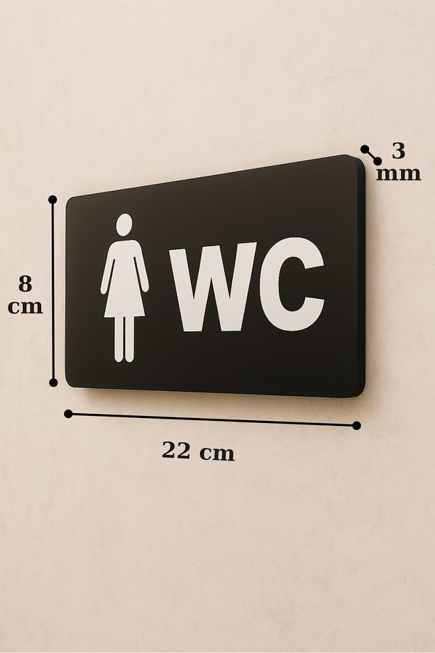 Wc Yönlendirme Serisinden Kadın Wc Tabelası 22 Cm X 8 Cm - 3