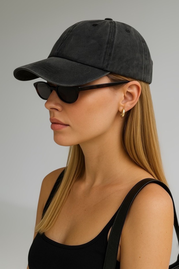 قبعة أساسية كلاسيكية مغسولة للجنسين أنثراسايت - 2