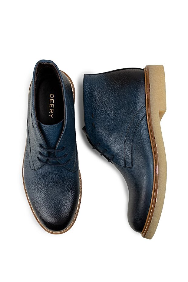 Hakiki Deri Mavi Erkek Bot - 4