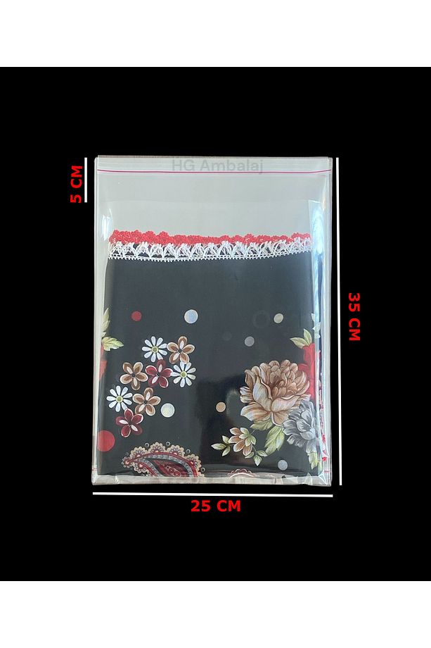 1000 Adet 25*35 Cm Bantlı Şeffaf Opp Jelatin Poşet, Şeffaf Yapışkanlı Çeyiz Poşeti ( 25x30 5 ) - 1