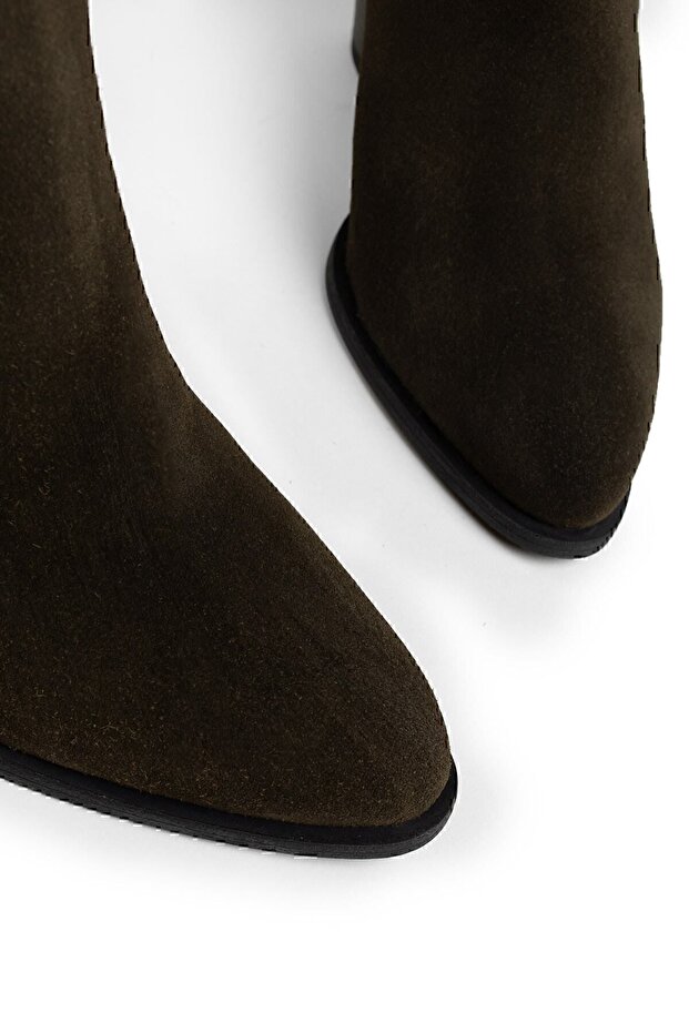 Hakiki Süet Haki Kadın Bot - 2