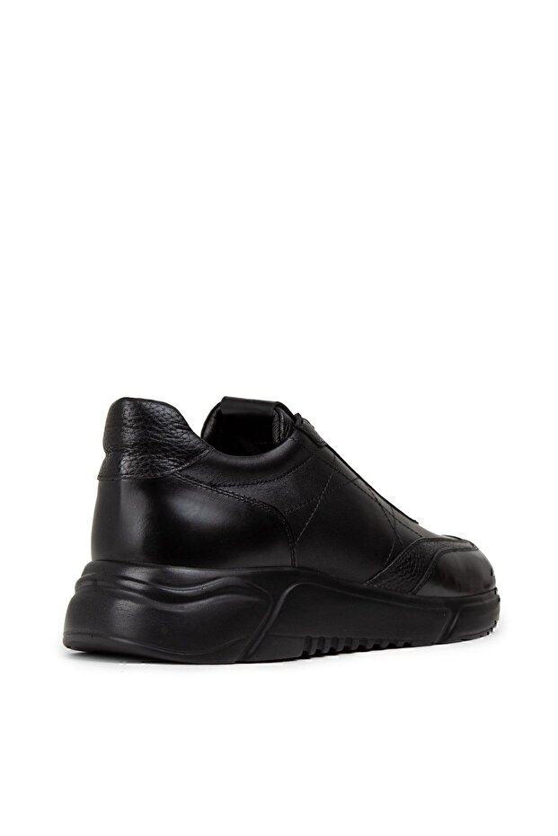 Genuine Leather Men's Black Sneakers