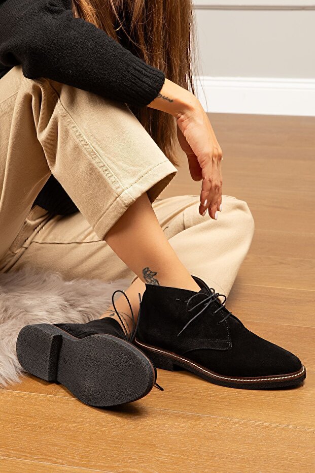 Hakiki Süet Siyah Kadın Bot - 3