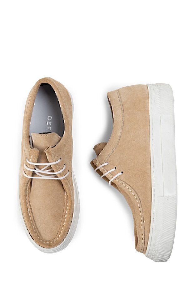 Hakiki Süet Bej Kadın Sneaker - 5
