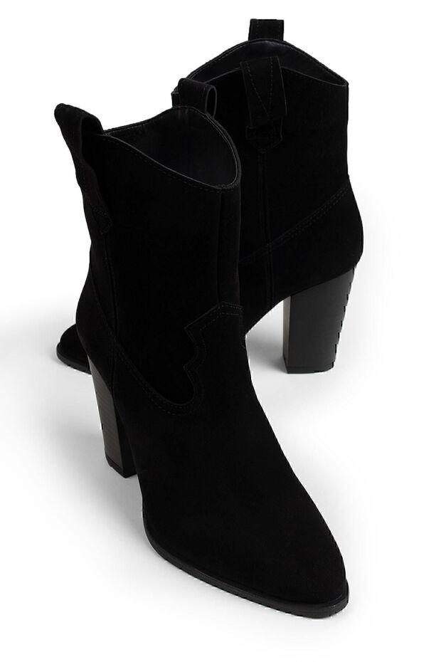 Hakiki Süet Siyah Kadın Bot - 1