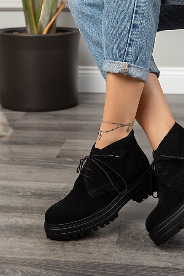 Hakiki Süet Siyah Kadın Bot - 2