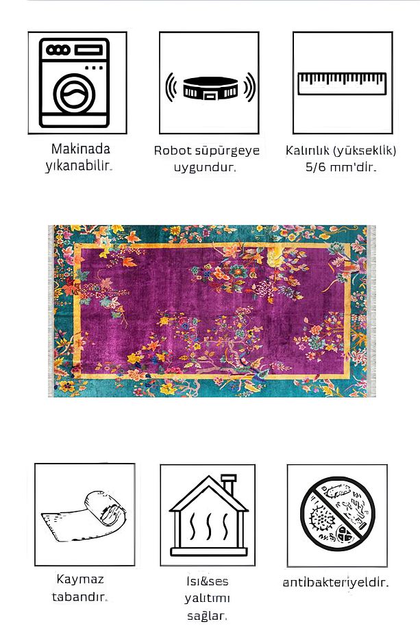 Dokuma Tabanlı Yıkanabilir, Leke Tutmayan Kilim - 4