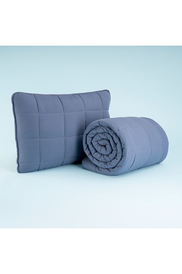 Kullanımı Kolay Tek Kişilik Yastık Alezi Ve Yorgan Seti 170x230 Cm Denim - Egeo Life Serisi - 1