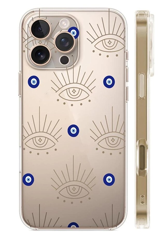 iPhone 16 Pro Max Compatible Evil Eye Pattern Transparent Silicone Case - 5