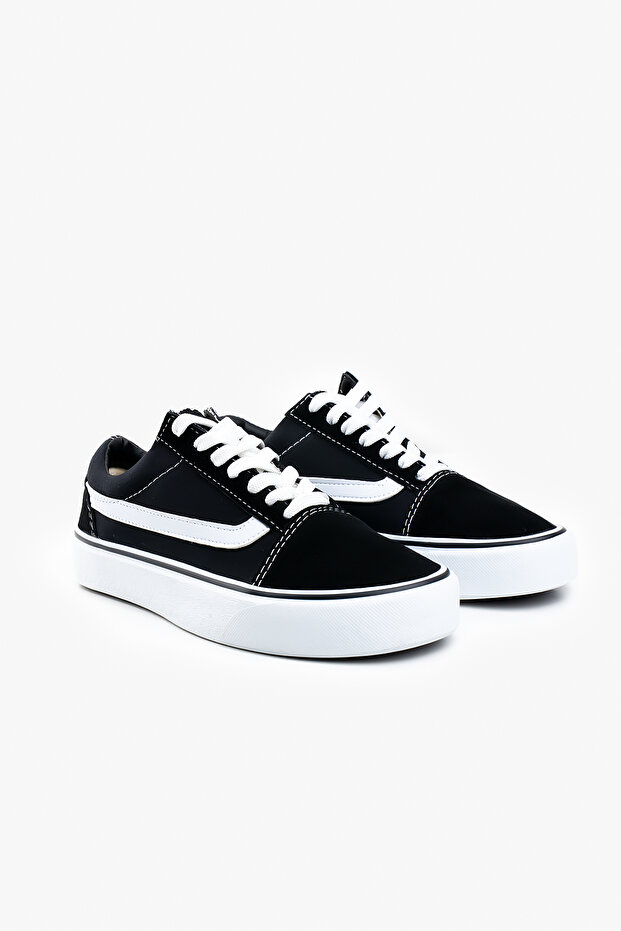 Shupe Kadın / Erkek Siyah Beyaz Old Skool Unisex Süet Günlük Spor Ayakkabı Sneaker