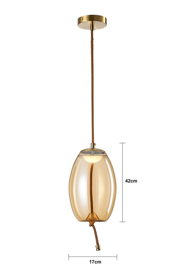 Stone Tekli 5 Watt 3000K Eskitme Bal Camlı Led Sarkıt Avize - 6