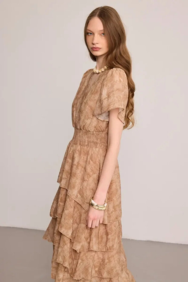 Μακρύ φόρεμα Wrap Cut Layer by Layer - Mink - 2