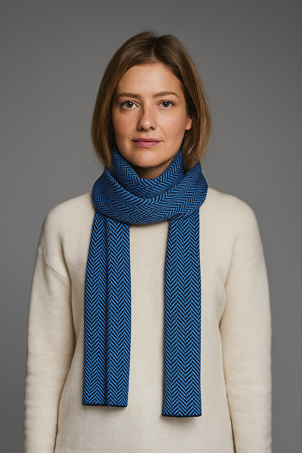 Herringbone Patterned Knitwear Scarf - 2