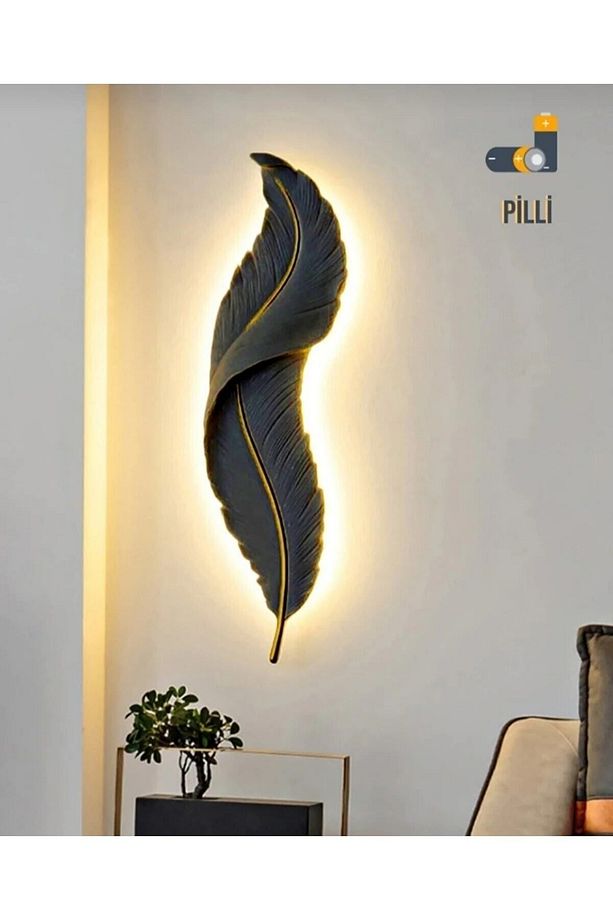 Pilli Dekoratif Led'li Tüy Aplik Polyester Mazemeden Üretilmistir Alçı Ve Taş Tozu Degildir - 1