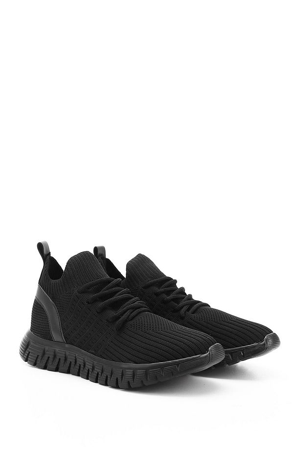 Kadın / Kız Siyah Triko Bağcıklı Memory Foam Tabanlıklı Comfort Sneaker - 3