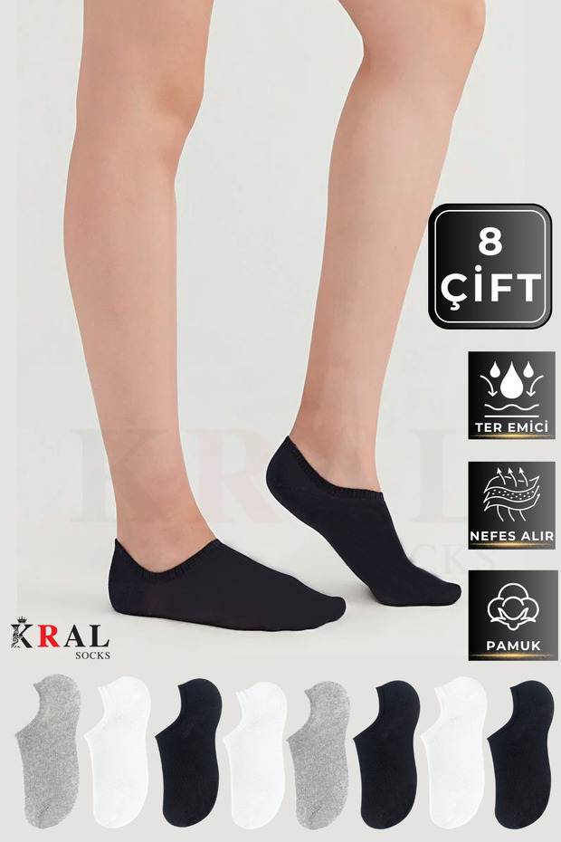 8 Pairs Unisex Cotton Anti-Sweat Summer Invisible Sneaker Socks